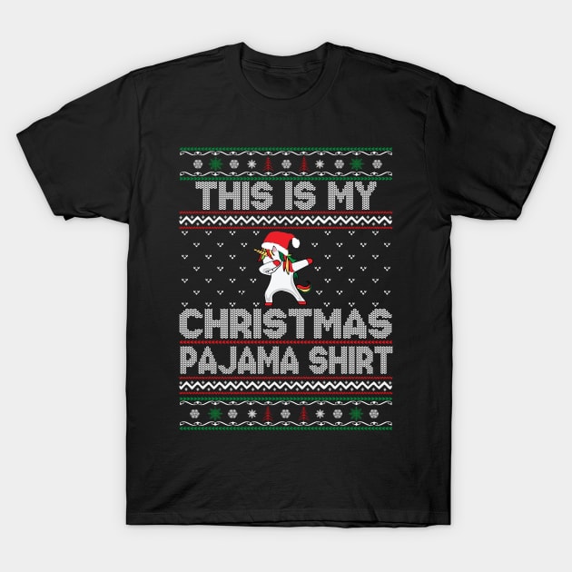 This Is My Christmas Pajama Shirt Unicorn T-Shirt by DragonTees